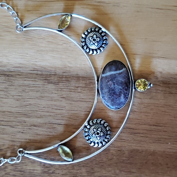 New Unique Cappuccino Jasper and Citrine 925 Silver Necklace. - Picture 4 of 10